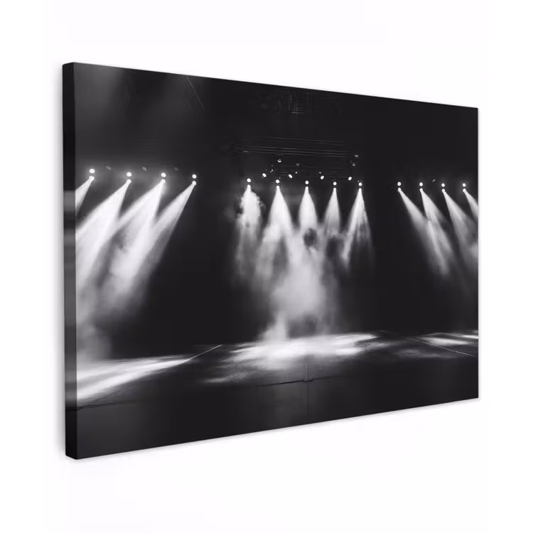 Canvas schilderij - Theaterzaal - Mist - Spotlights - Zwart — 1
