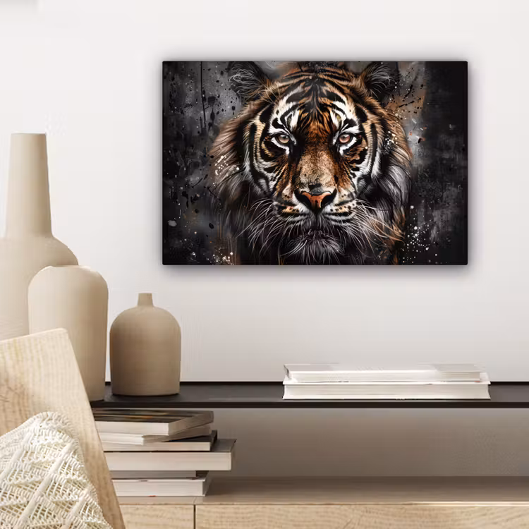 Canvas schilderij - Tijger - Dieren - Portret - Luxe - Zwart — 5