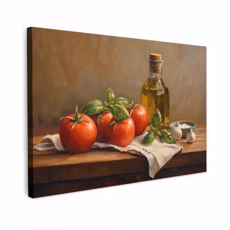 Canvas schilderij - Tomaten - Olijfolie - Stilleven — 1