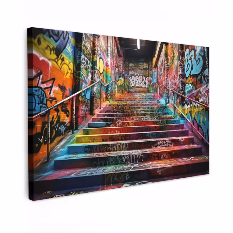 Canvas schilderij - Trap - Graffiti - Kleuren - Kunst — 1