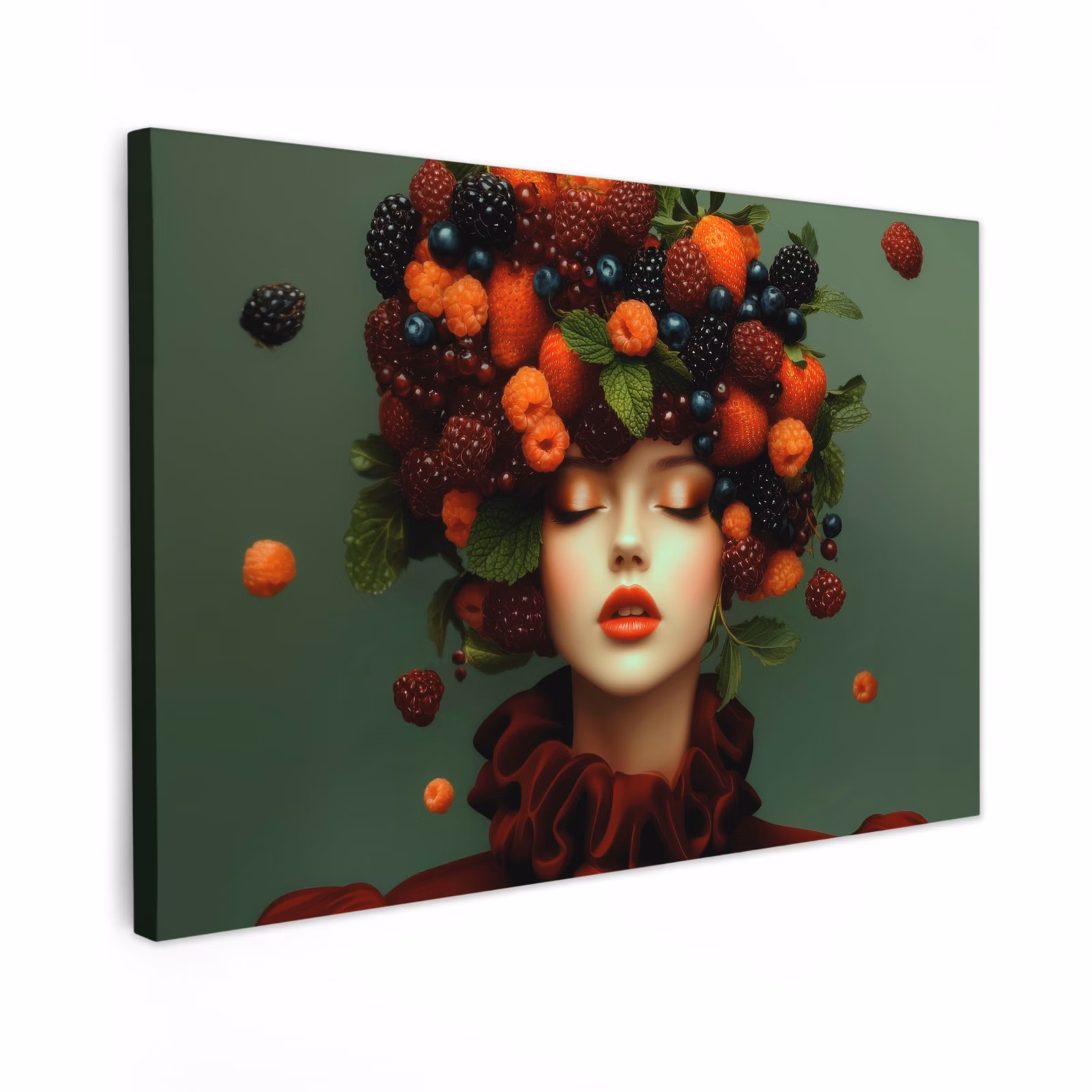 Canvas schilderij - Vrouw - Aardbeien - Frambozen - Bramen - Bessen — 1