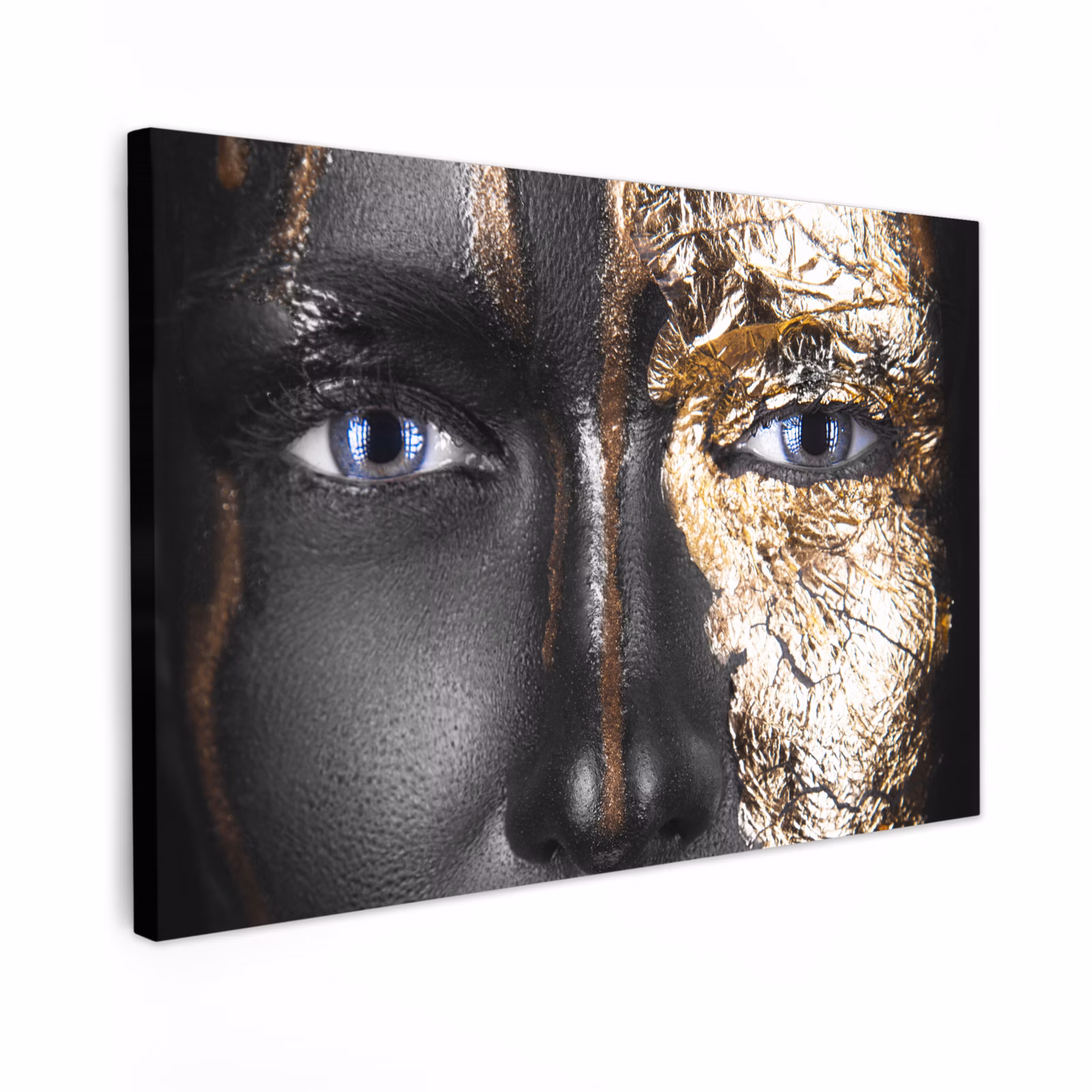 Canvas schilderij - Vrouw - Bladgoud - Zwart - Goud - Luxe — 1