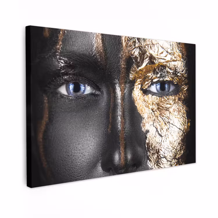 Canvas schilderij - Vrouw - Bladgoud - Zwart - Goud - Luxe — 1