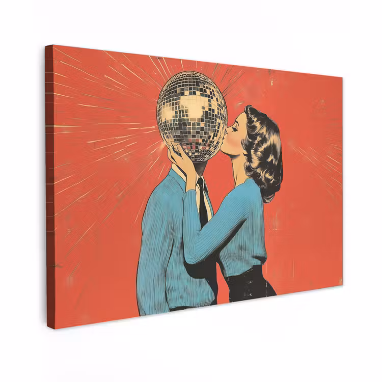 Canvas schilderij - Vrouw - Retro - Discobal - Kus — 1