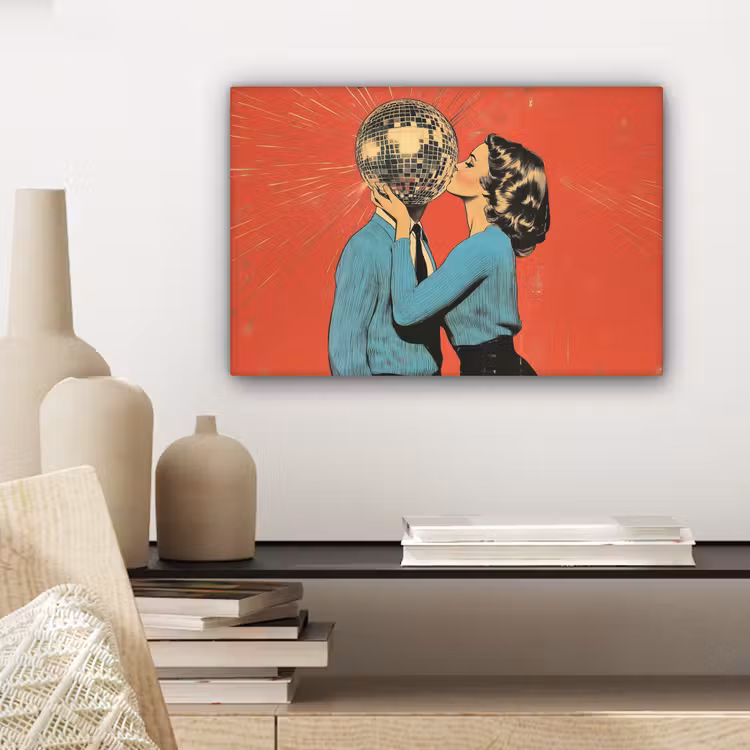 Canvas schilderij - Vrouw - Retro - Discobal - Kus — 5