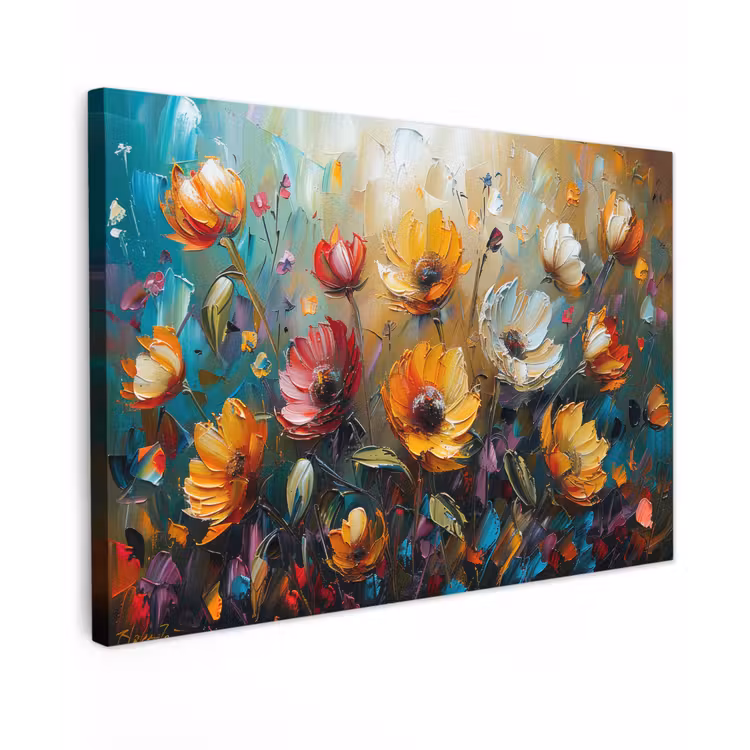Canvas schilderij - Watercolor - Bloemen - Kunst - Modern — 1