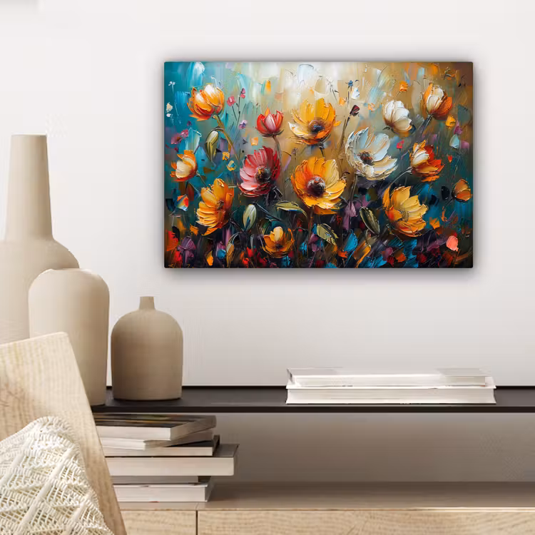 Canvas schilderij - Watercolor - Bloemen - Kunst - Modern — 5