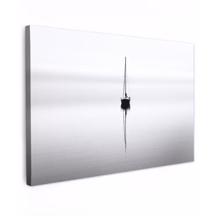 Canvas schilderij - Zeilboot - Zwart - Water - Silhouet — 1