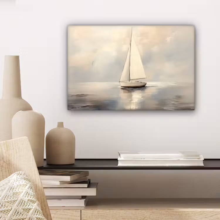 Canvas schilderij - Zeilschip - Zee - Bewolkt — 5
