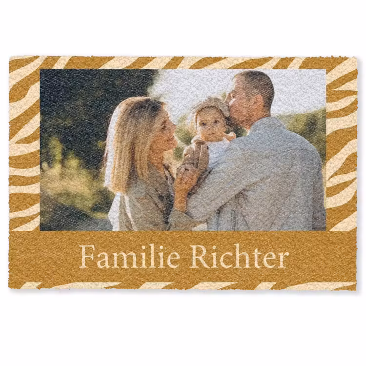 Gepersonaliseerde deurmat Familie – In – Muster – Tierprint – Foto — 1