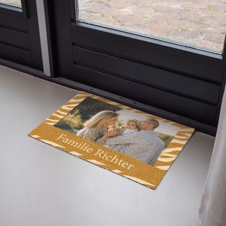 Gepersonaliseerde deurmat Familie – In – Muster – Tierprint – Foto — 2
