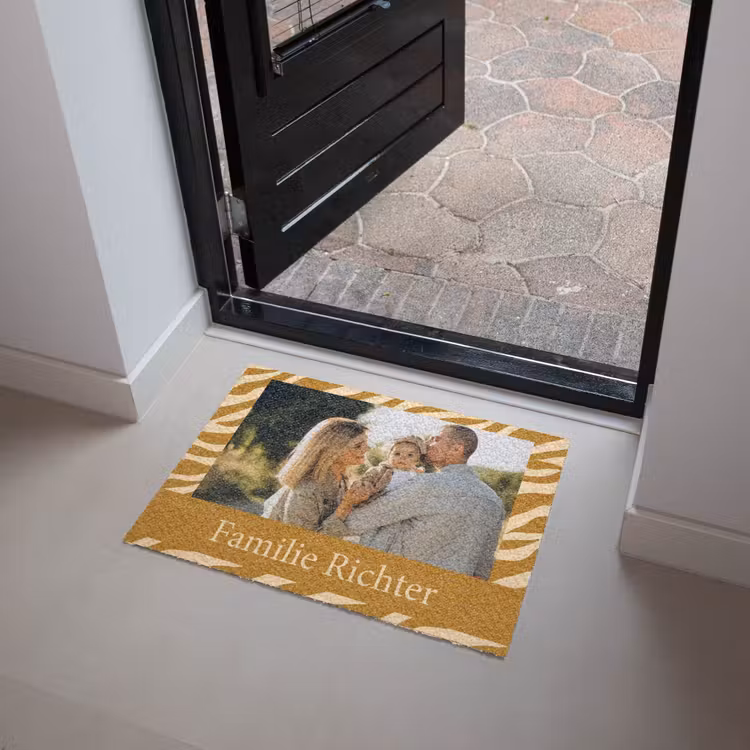 Gepersonaliseerde deurmat Familie – In – Muster – Tierprint – Foto — 4