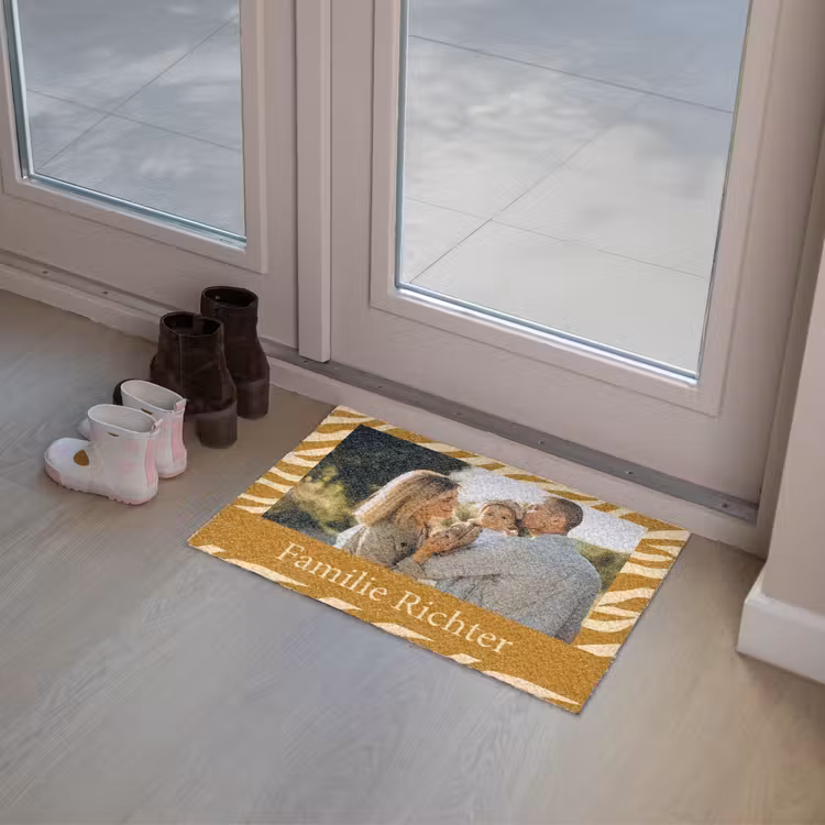 Gepersonaliseerde deurmat Familie – In – Muster – Tierprint – Foto — 7