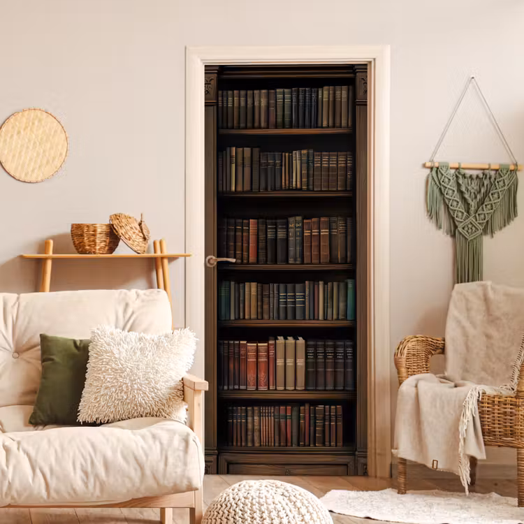 Deursticker - Boekenkast - Vintage - Bruin — 4