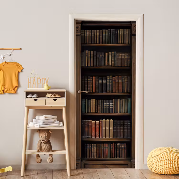 Deursticker - Boekenkast - Vintage - Bruin — 6