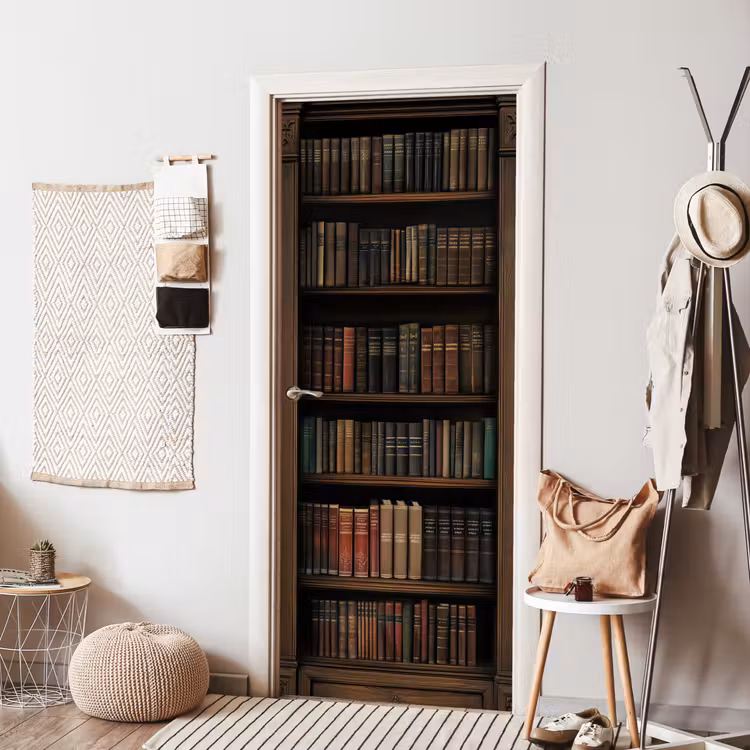 Deursticker - Boekenkast - Vintage - Bruin — 8