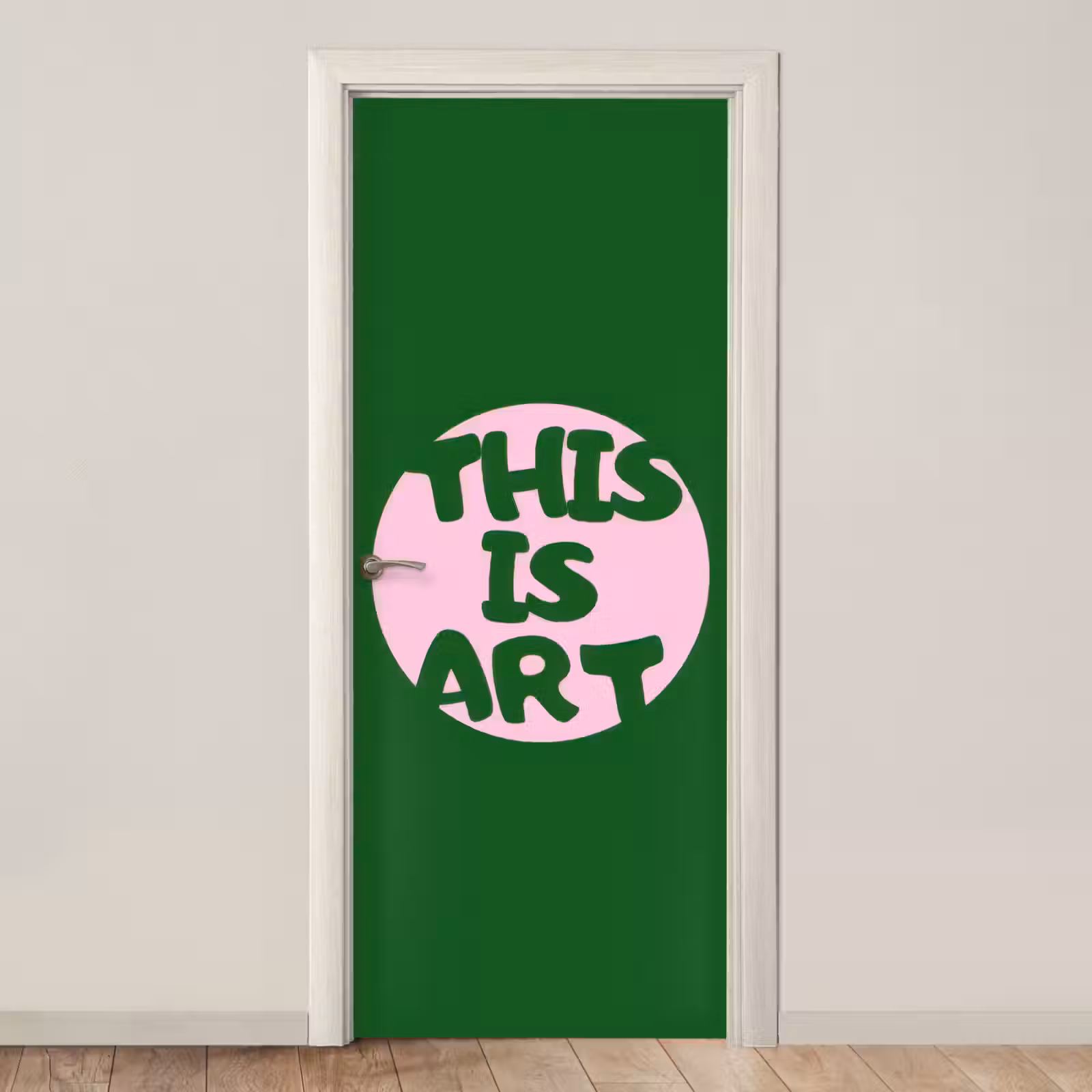 Deursticker - Cirkel - Roze - Tekst - Art — 1
