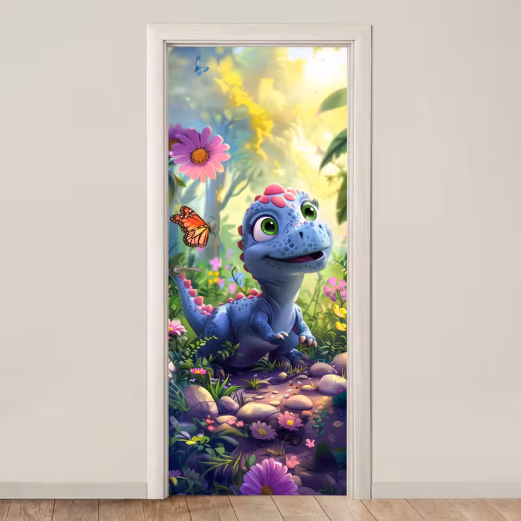 Deursticker - Dino - Paars - Baby - Dinosaurus — 1
