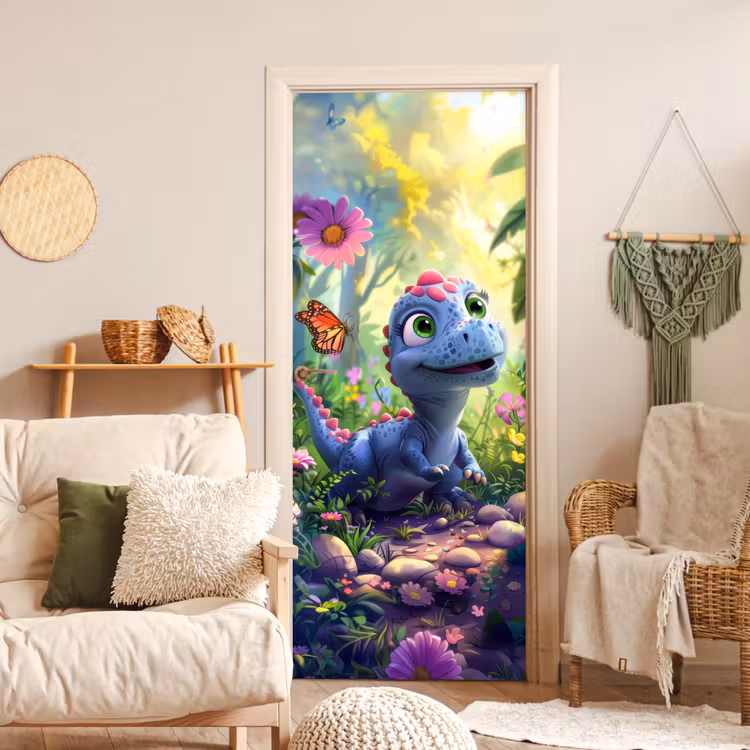 Deursticker - Dino - Paars - Baby - Dinosaurus — 4
