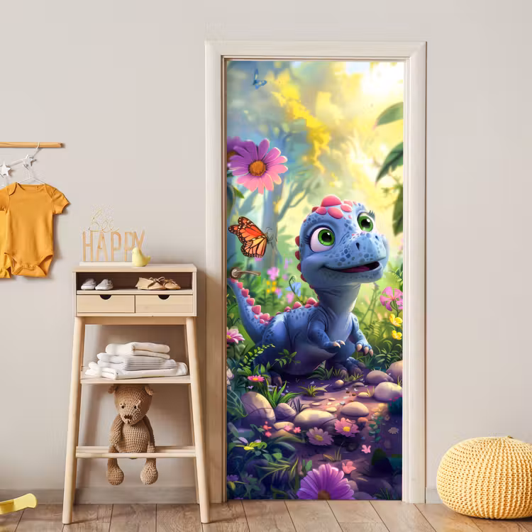 Deursticker - Dino - Paars - Baby - Dinosaurus — 6
