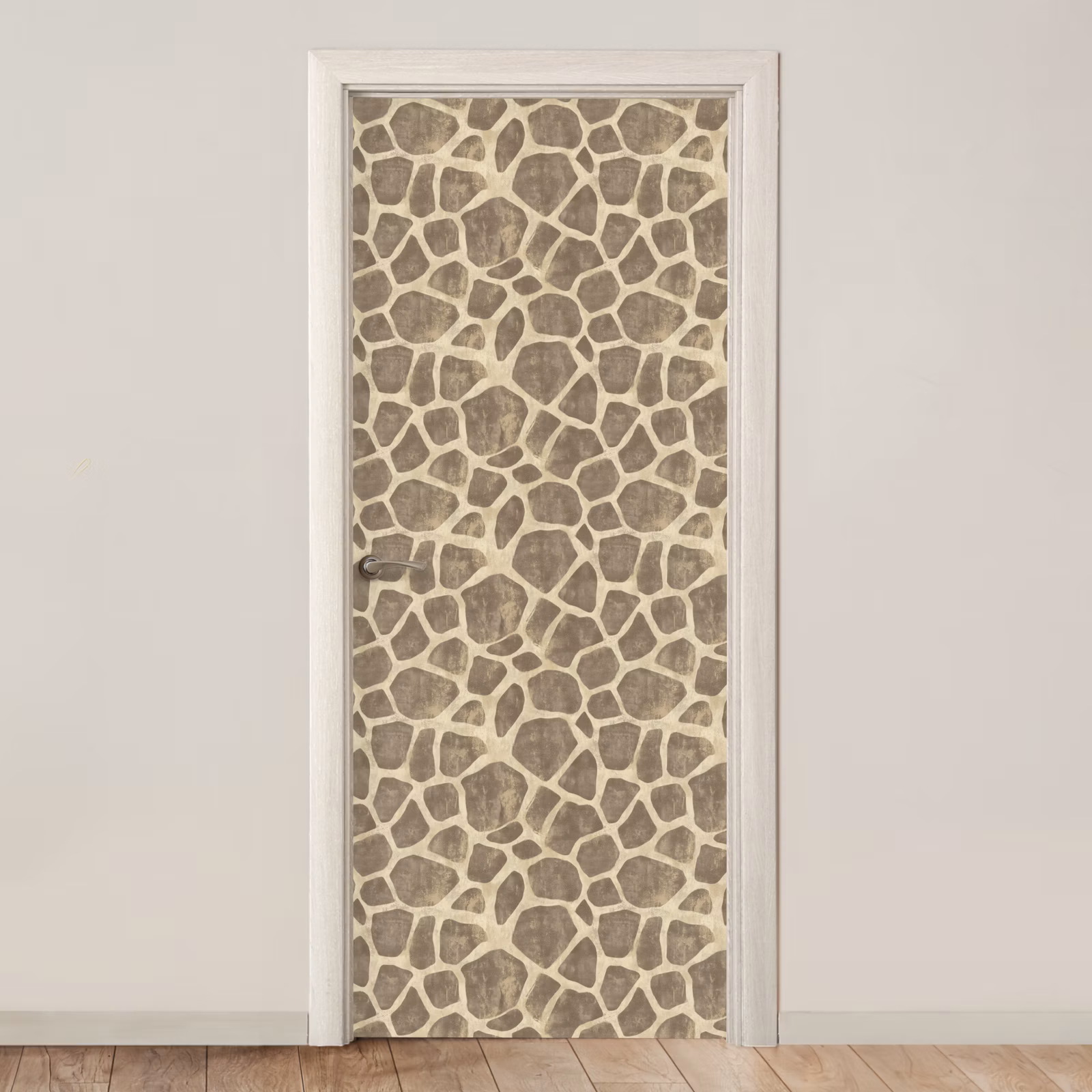 Deursticker - Giraf - Patroon - Beige - Bruin — 1