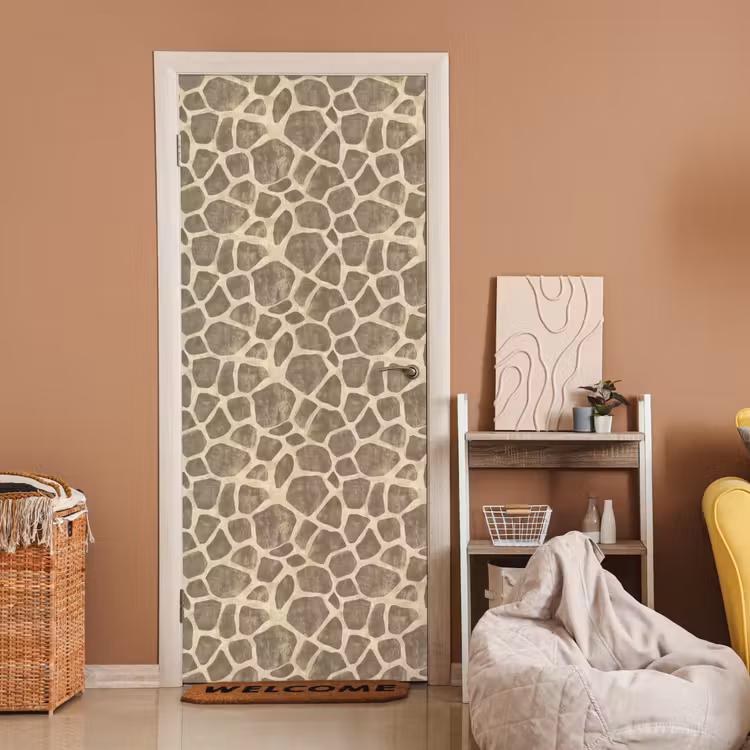 Deursticker - Giraf - Patroon - Beige - Bruin — 2