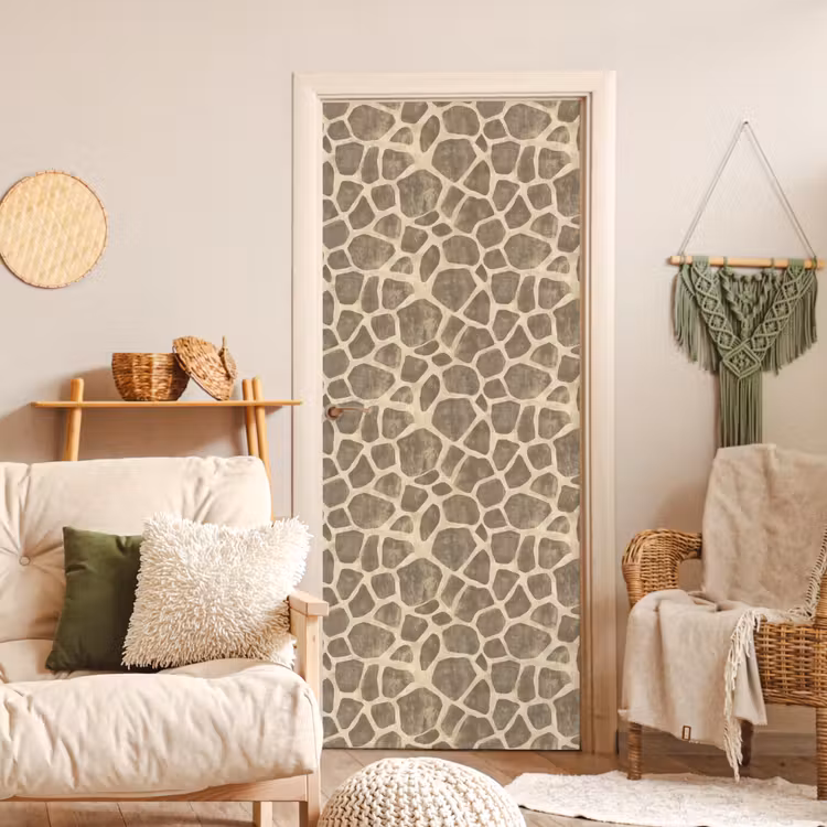 Deursticker - Giraf - Patroon - Beige - Bruin — 4