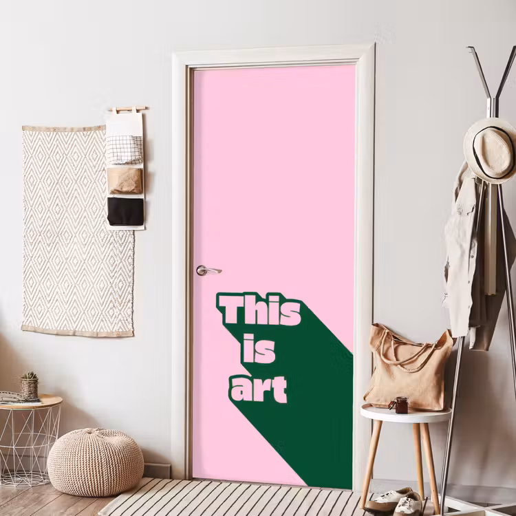 Deursticker - Groen - Teskt - This is art - Roze — 8