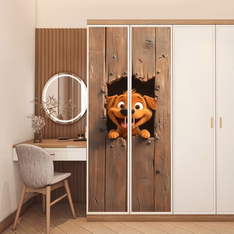 Deursticker - Hond - Dieren - Animatie - Hout - Modern — 5