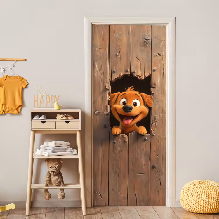 Deursticker - Hond - Dieren - Animatie - Hout - Modern — 6