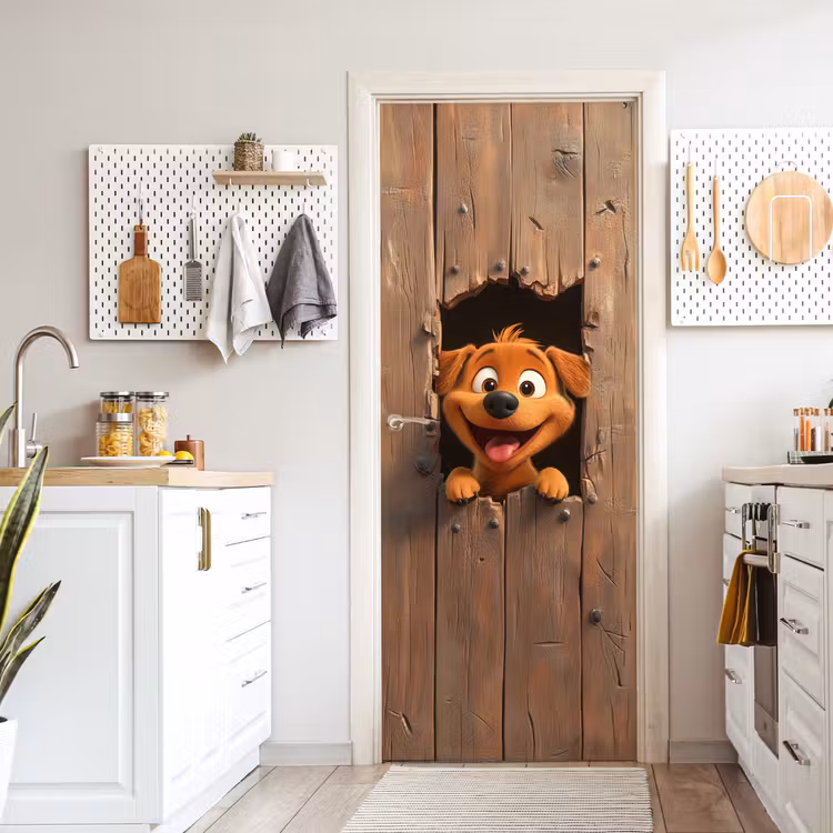 Deursticker - Hond - Dieren - Animatie - Hout - Modern — 7