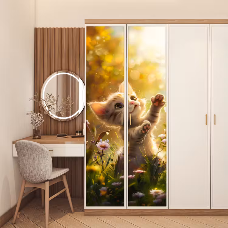 Deursticker - Kitten - Dier - Natuur - Bloemen — 5