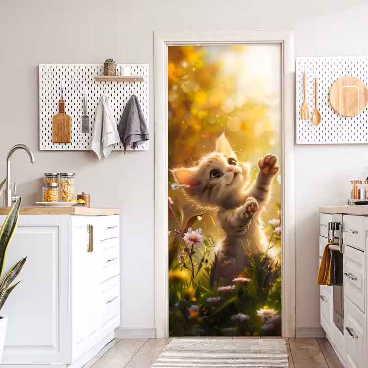 Deursticker - Kitten - Dier - Natuur - Bloemen — 7