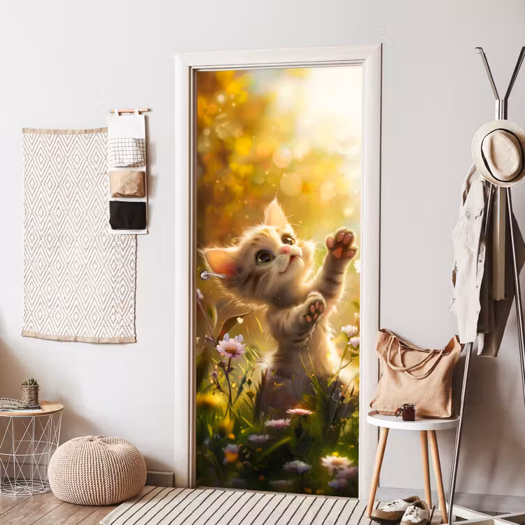 Deursticker - Kitten - Dier - Natuur - Bloemen — 8