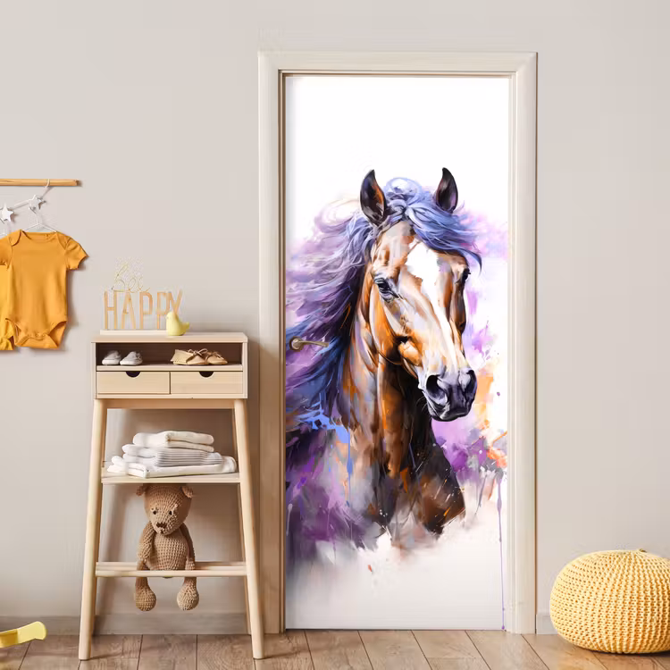 Deursticker - Paard - Dieren - Meiden - Paars - Bruin — 6