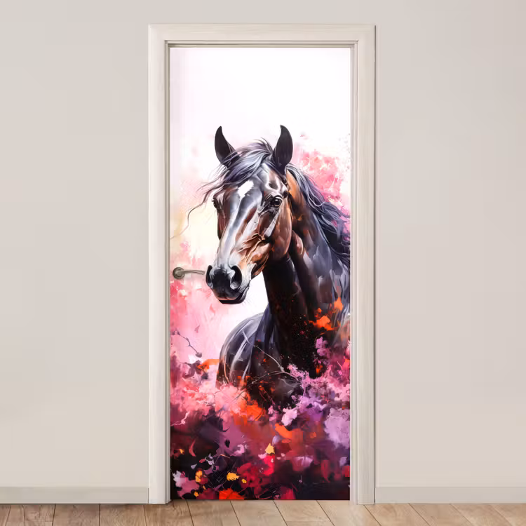 Deursticker - Paard - Dieren - Meisje - Roze — 1
