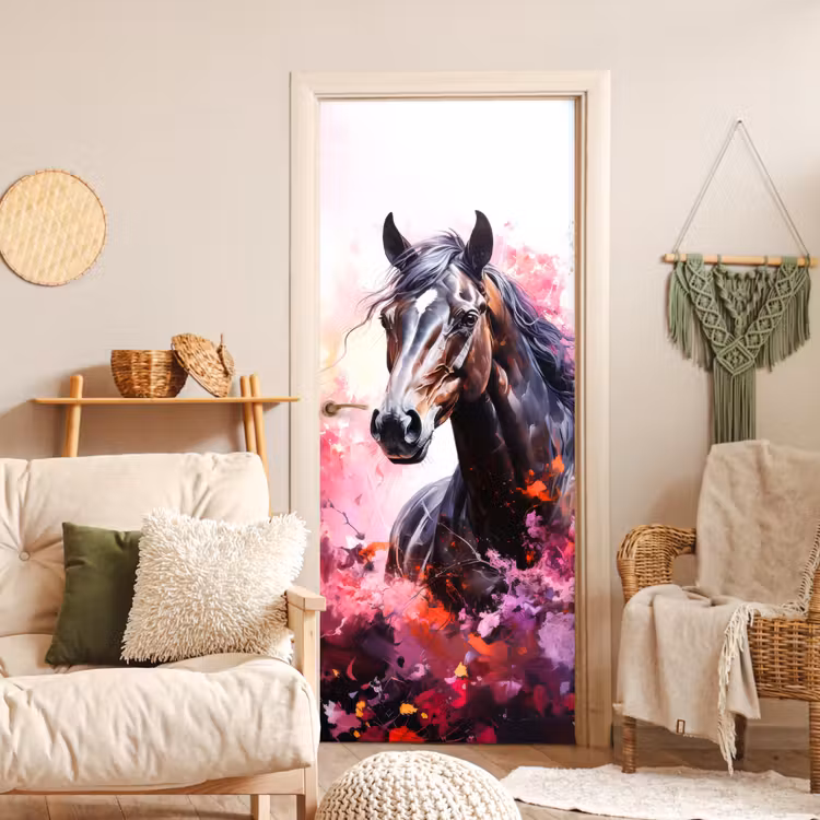 Deursticker - Paard - Dieren - Meisje - Roze — 4