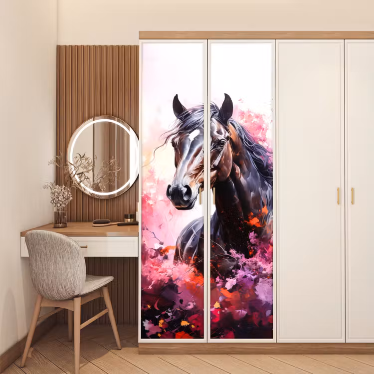 Deursticker - Paard - Dieren - Meisje - Roze — 5