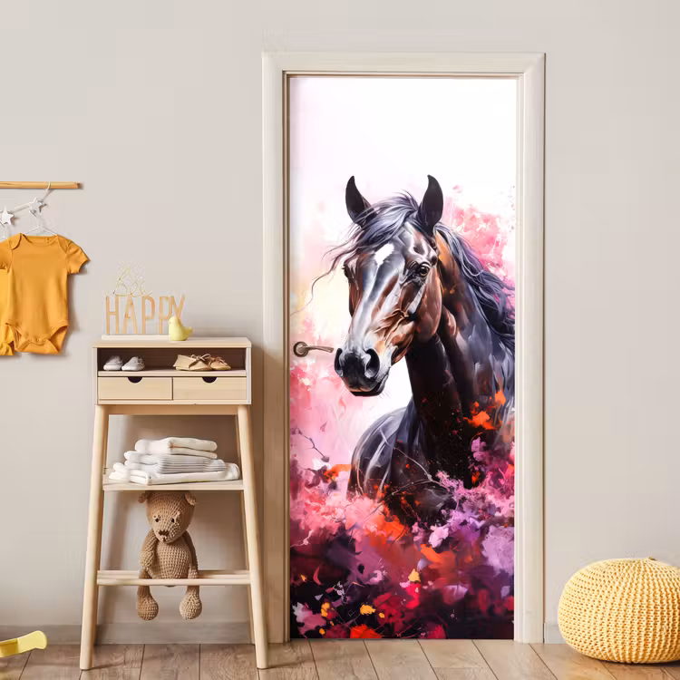 Deursticker - Paard - Dieren - Meisje - Roze — 6