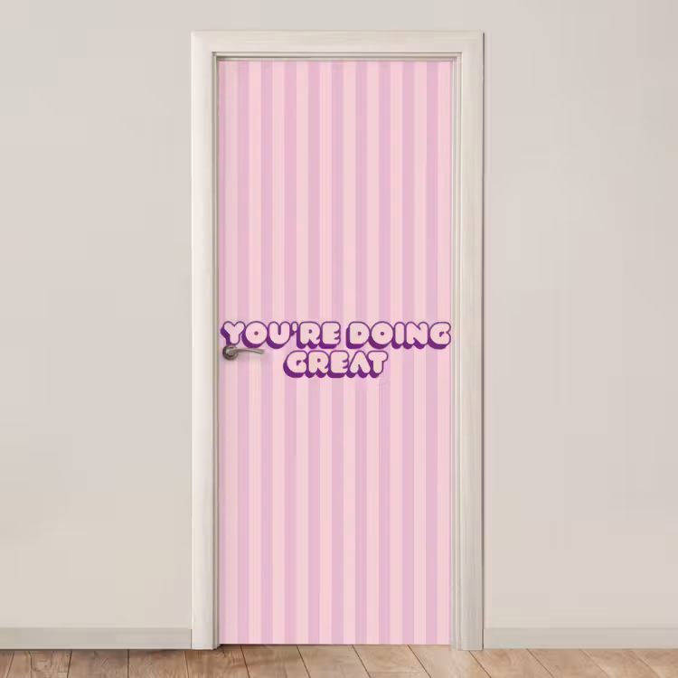 Deursticker - Paars - Strepen - You're doing great - Schaduw — 1