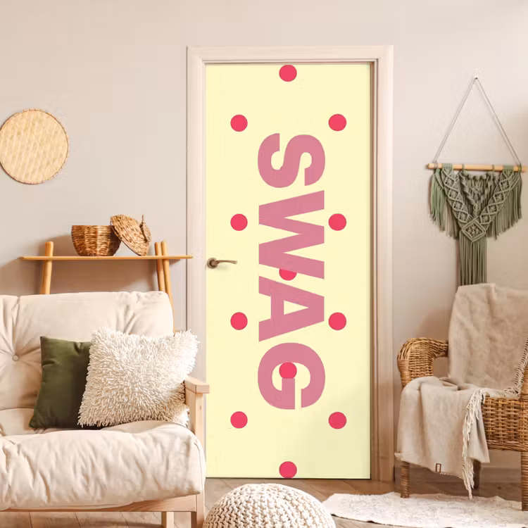 Deursticker - Swag - Roze - Stippen - Geel — 4