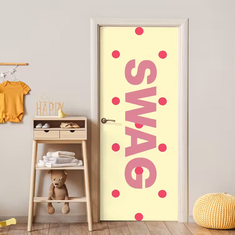 Deursticker - Swag - Roze - Stippen - Geel — 6