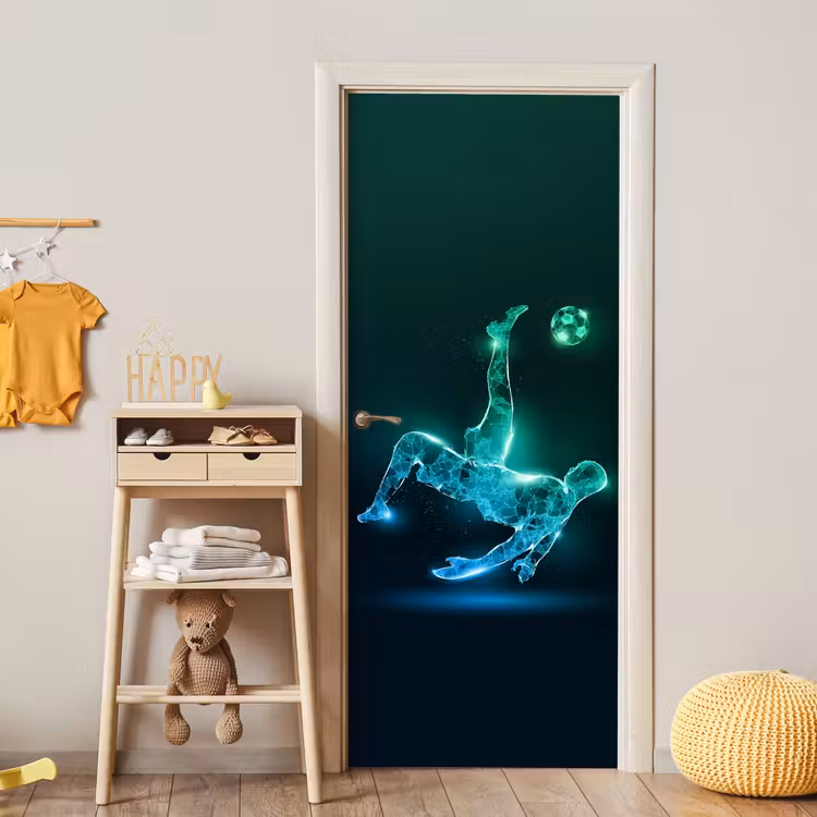 Deursticker - Voetbal - Voetballer - Jongen - Zwart — 6