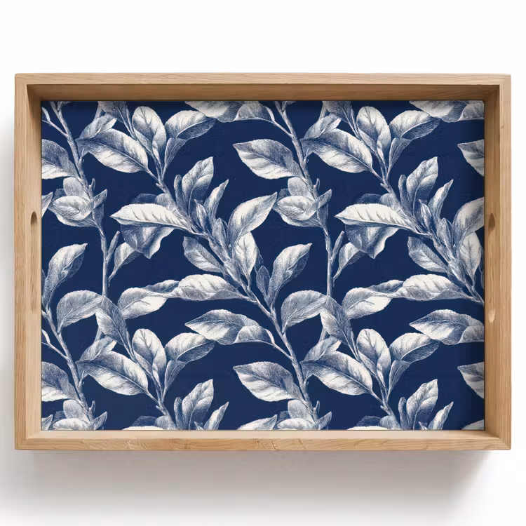 Dienblad - Botanisch - Patroon - Blauw — 1