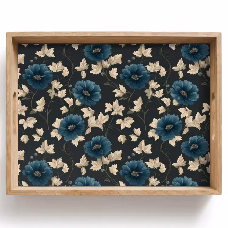 Dienblad - Botanisch - Bloemen - Blauw — 1