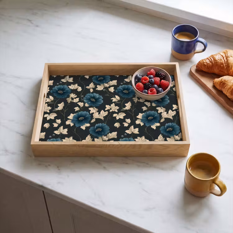 Dienblad - Botanisch - Bloemen - Blauw — 4