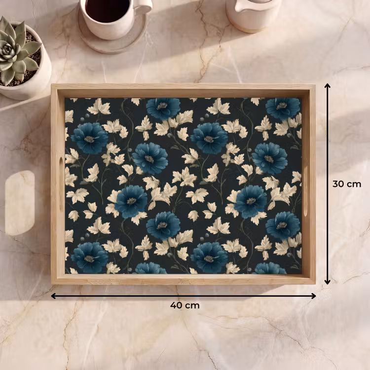 Dienblad - Botanisch - Bloemen - Blauw — 9