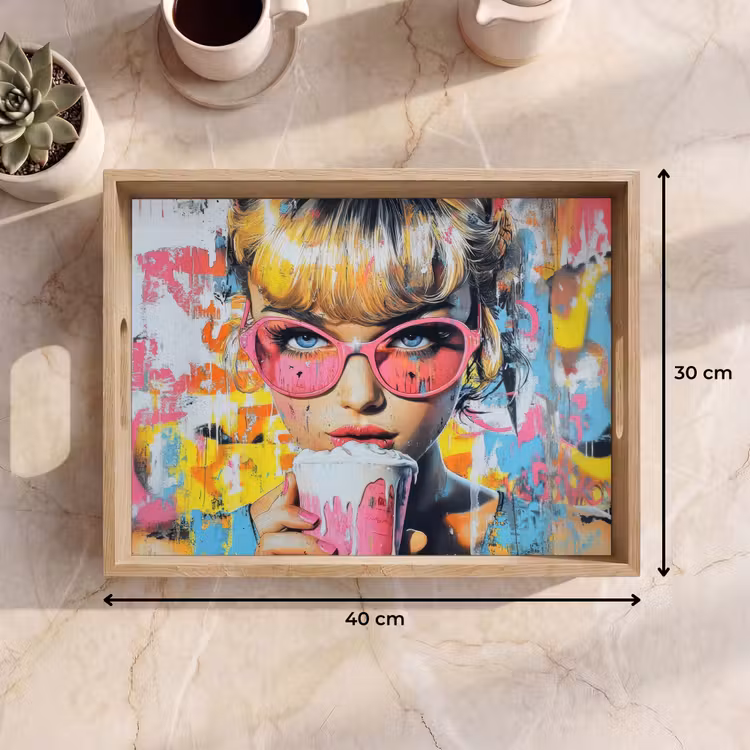Dienblad - Expressief - Milkshake - Vrouw - Felle kleuren — 9