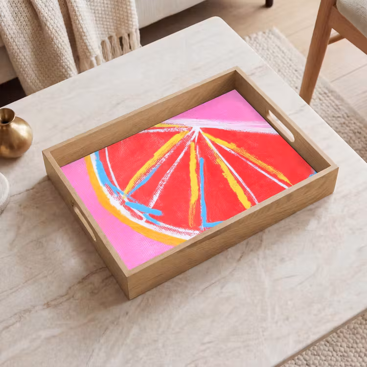 Dienblad - Grapefruit - Geschilderd - Roze - Strepen — 2