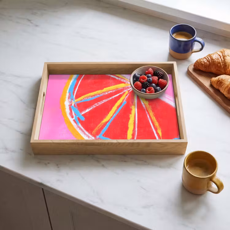 Dienblad - Grapefruit - Geschilderd - Roze - Strepen — 4